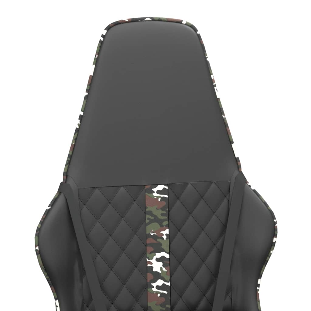 gamingstol med massagefunktion kunstlæder camouflage og sort