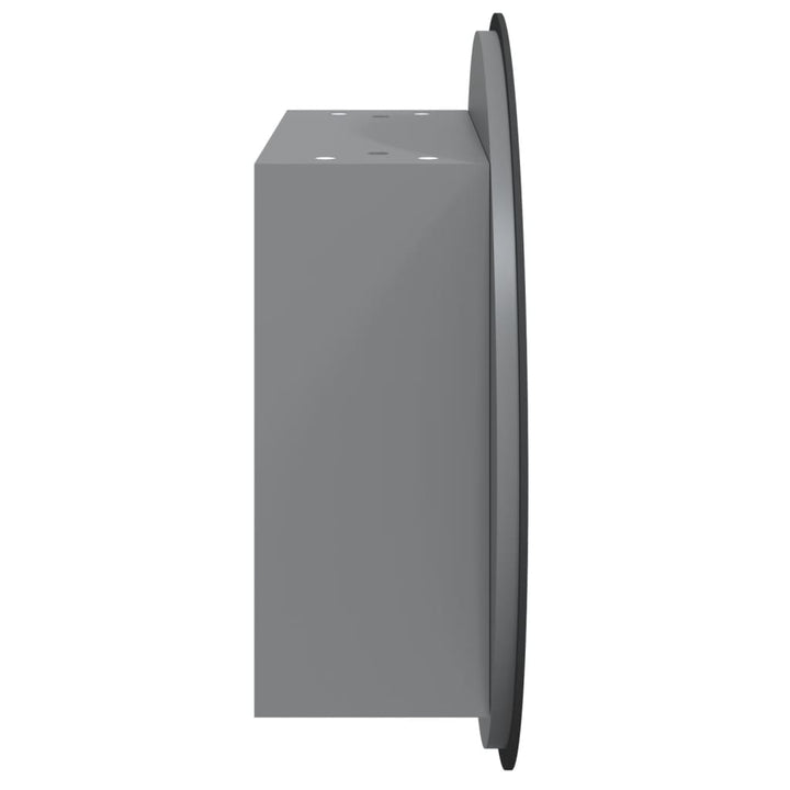 badeværelsesskab med rundt spejl og LED-lys 40x40x17,5 cm grå