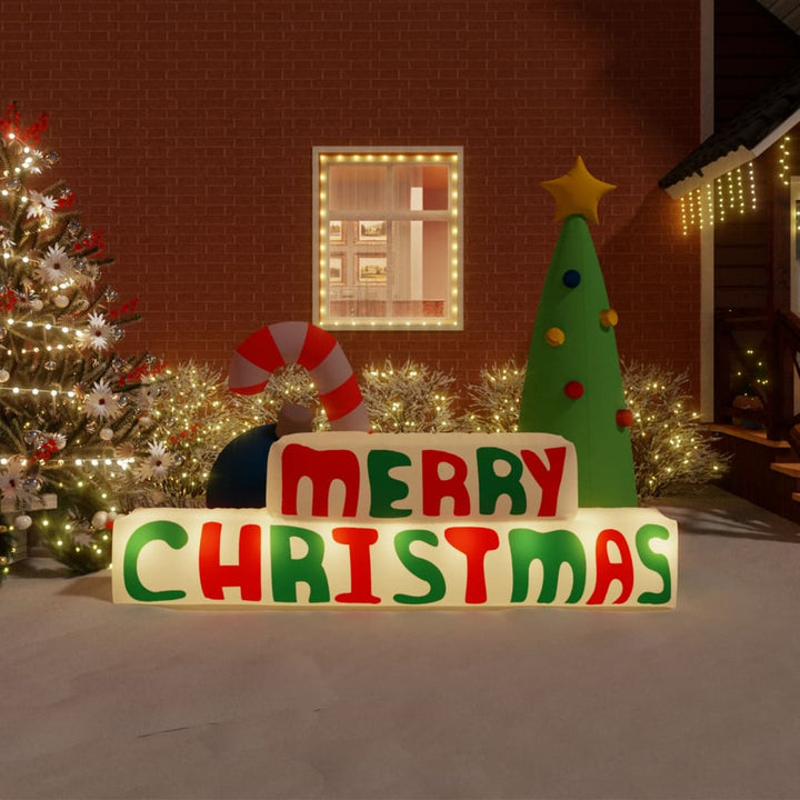oppustelig Merry Christmas-dekoration med LED'er 197 cm