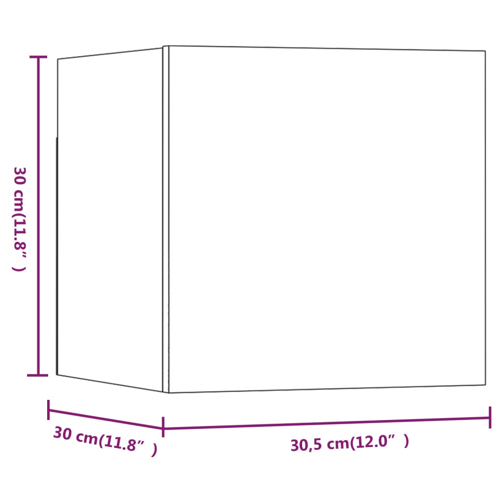 væghængte tv-skabe 8 stk. 30,5x30x30 cm røget egetræsfarve