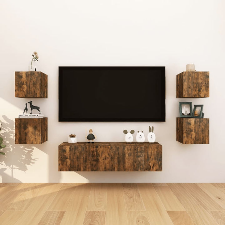 væghængte tv-skabe 8 stk. 30,5x30x30 cm røget egetræsfarve