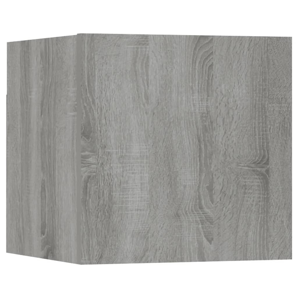 væghængtee tv-skab 8 stk. 30,5x30x30 cm grå og sonoma-eg