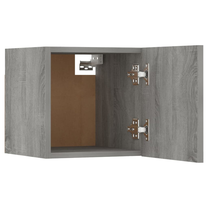 væghængtee tv-skab 8 stk. 30,5x30x30 cm grå og sonoma-eg