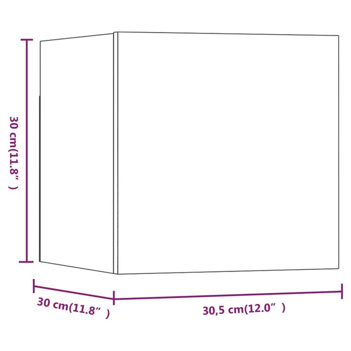 væghængtee tv-skab 8 stk. 30,5x30x30 cm grå og sonoma-eg