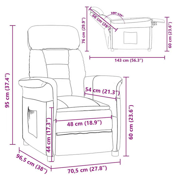 Recliner Stol Mørkegrå Mørkegrå 70.5 x 96.5 x 95 cm Stof