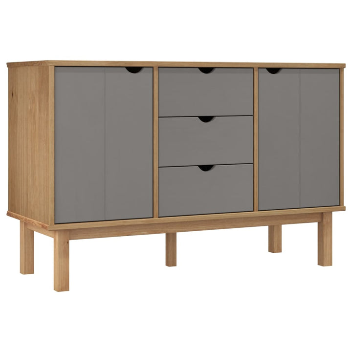 skænk OTTA 113,5x43x73 cm massivt fyrretræ brun og grå