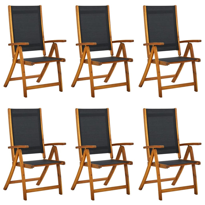 foldbare havestole 6 stk. massivt akacietræ og textilene