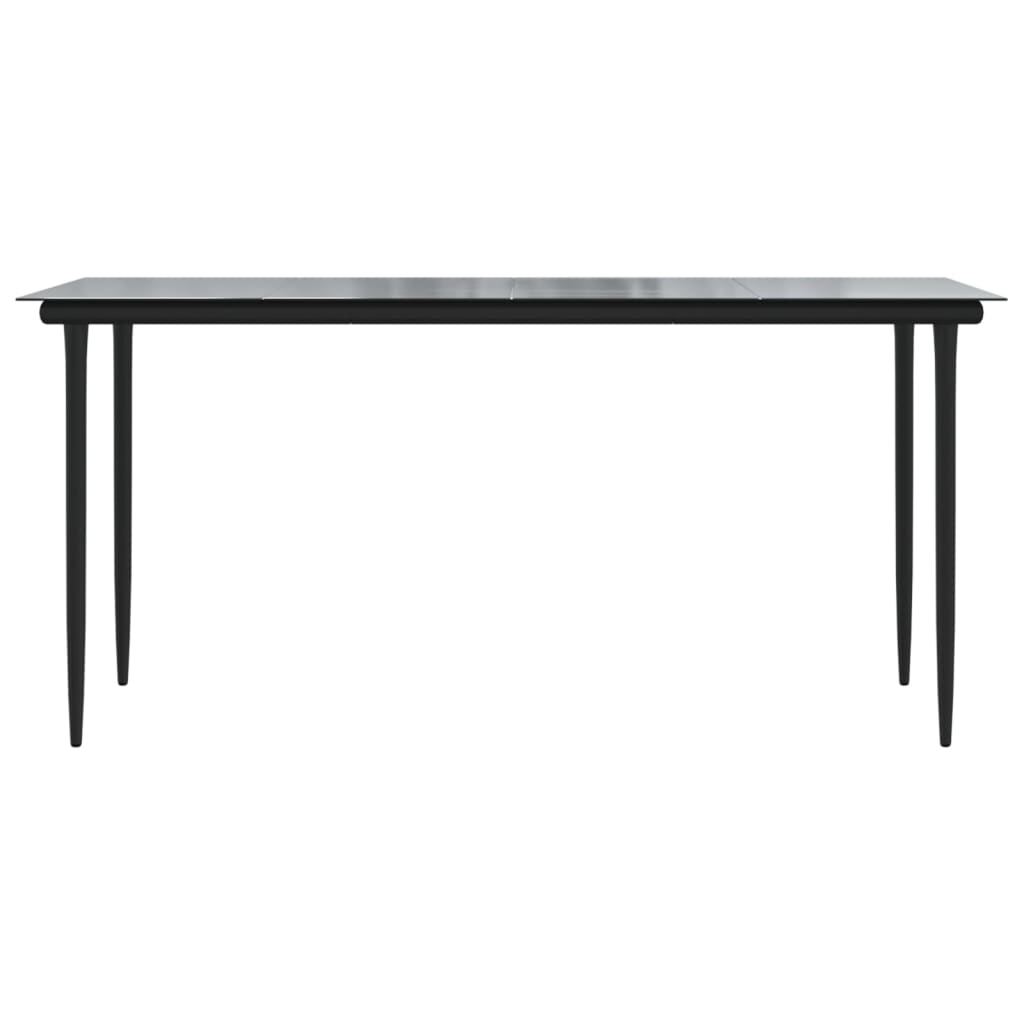 havebord 160x80x74 cm stål og hærdet glas sort