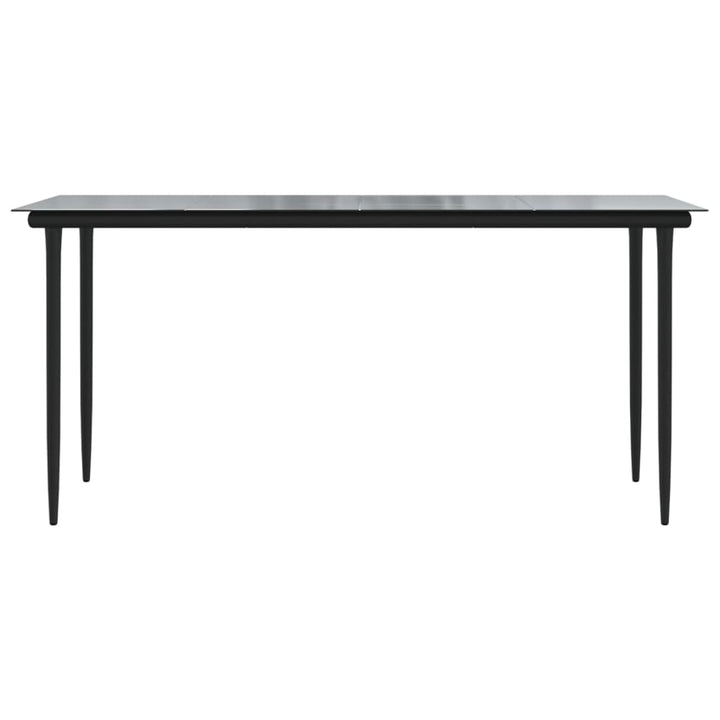 havebord 160x80x74 cm stål og hærdet glas sort