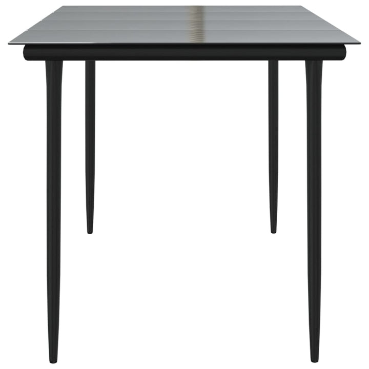 havebord 160x80x74 cm stål og hærdet glas sort