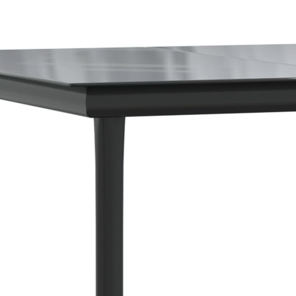 havebord 160x80x74 cm stål og hærdet glas sort