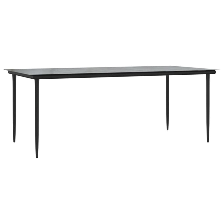 havebord 200x100x74 cm stål og hærdet glas sort