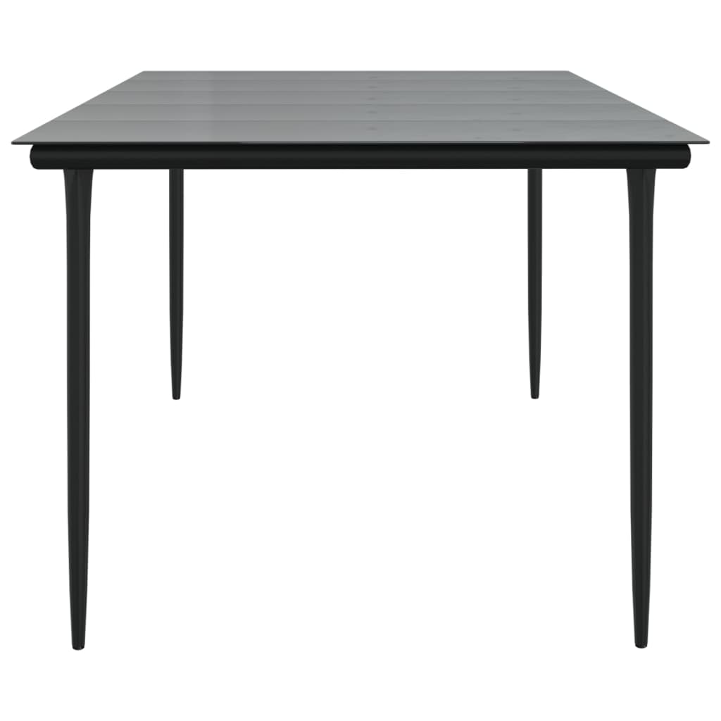 havebord 200x100x74 cm stål og hærdet glas sort