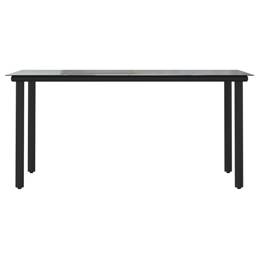 havebord 160x80x74 cm stål og hærdet glas sort