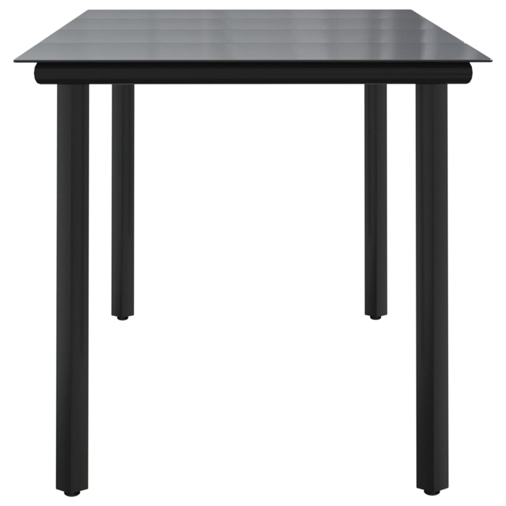 havebord 160x80x74 cm stål og hærdet glas sort
