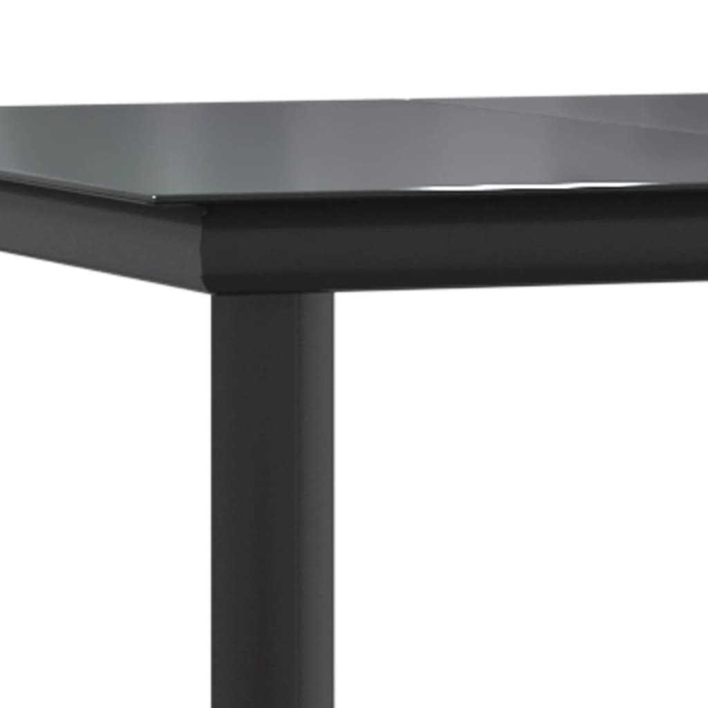 havebord 160x80x74 cm stål og hærdet glas sort