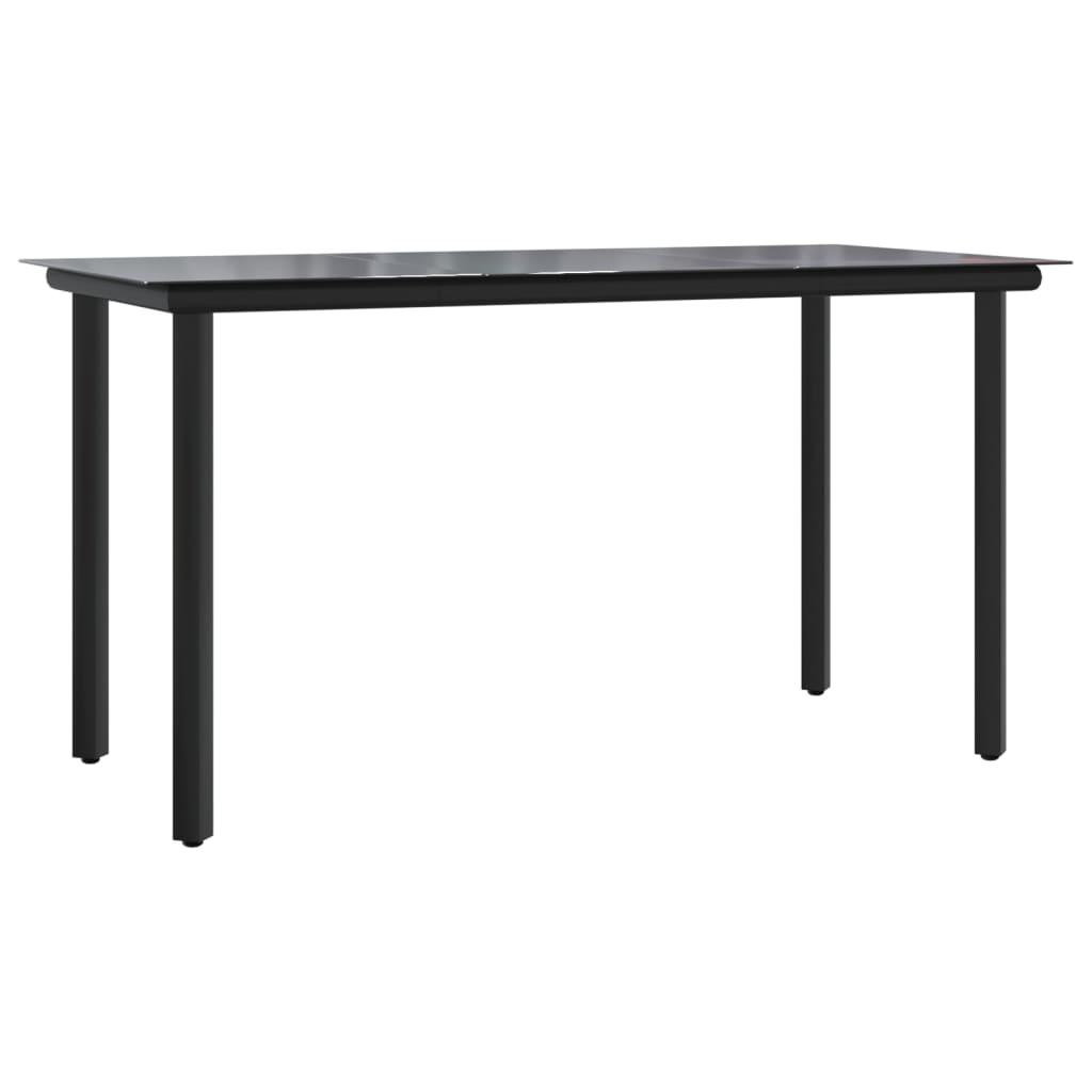 havebord 200x100x74 cm stål og hærdet glas sort