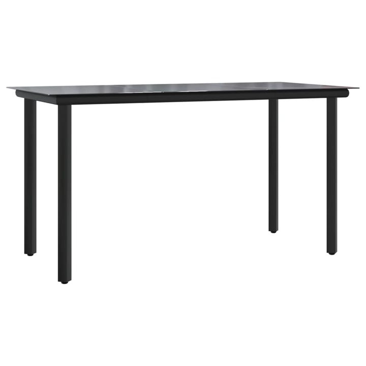 havebord 200x100x74 cm stål og hærdet glas sort
