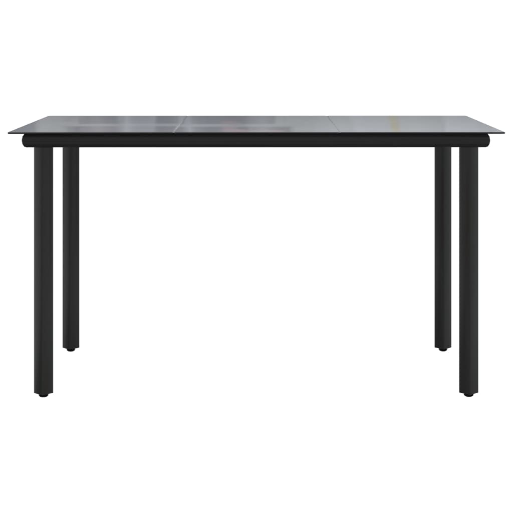 havebord 200x100x74 cm stål og hærdet glas sort