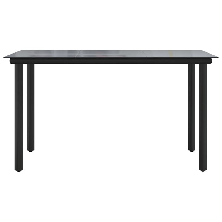 havebord 200x100x74 cm stål og hærdet glas sort