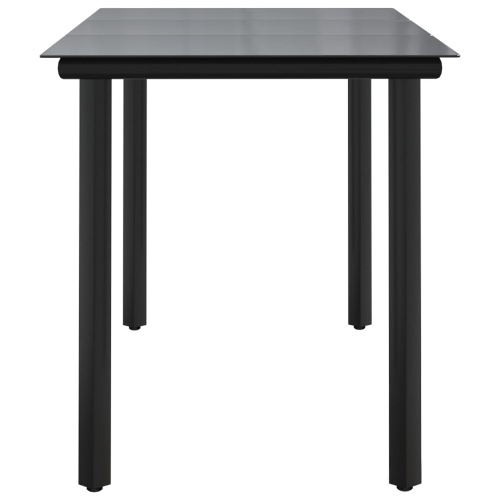 havebord 200x100x74 cm stål og hærdet glas sort