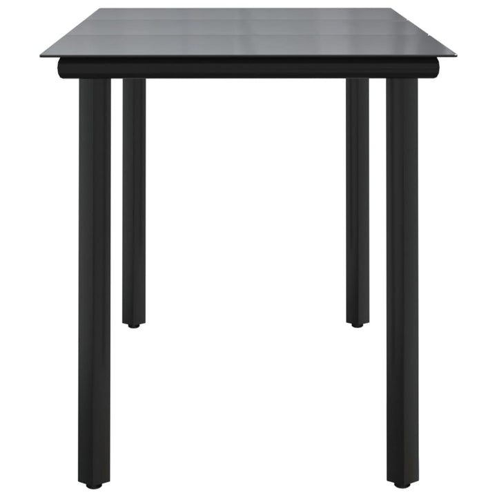 havebord 200x100x74 cm stål og hærdet glas sort