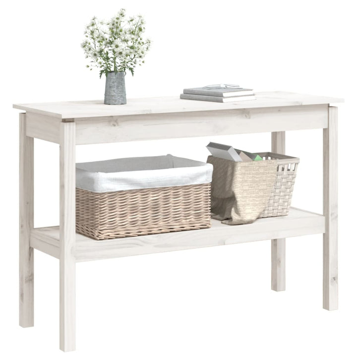 konsolbord 110x40x75 cm massivt fyrretræ hvid