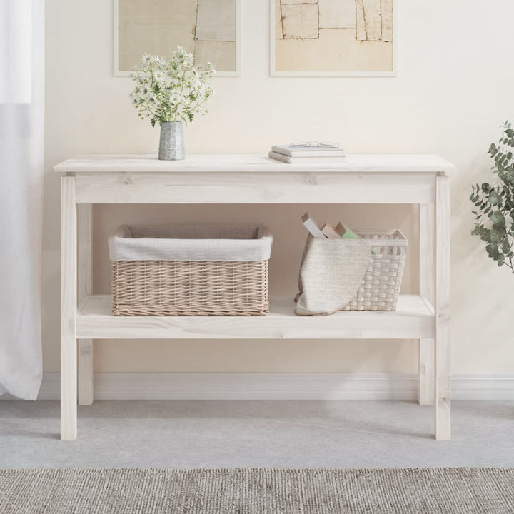 konsolbord 110x40x75 cm massivt fyrretræ hvid