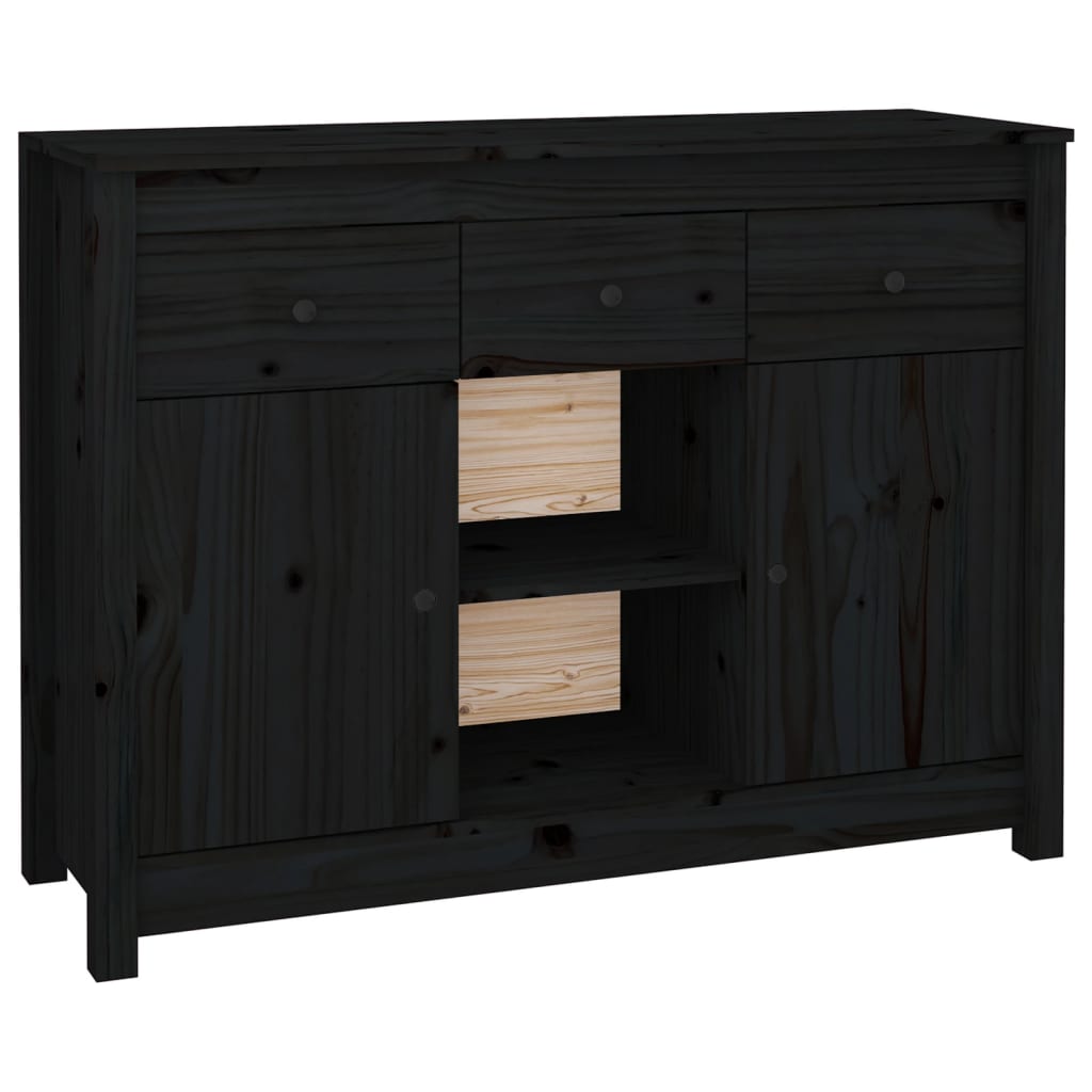 skænk 100x35x74,5 cm massivt fyrretræ sort