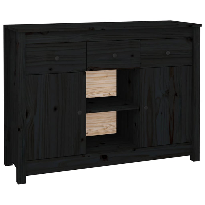 skænk 100x35x74,5 cm massivt fyrretræ sort