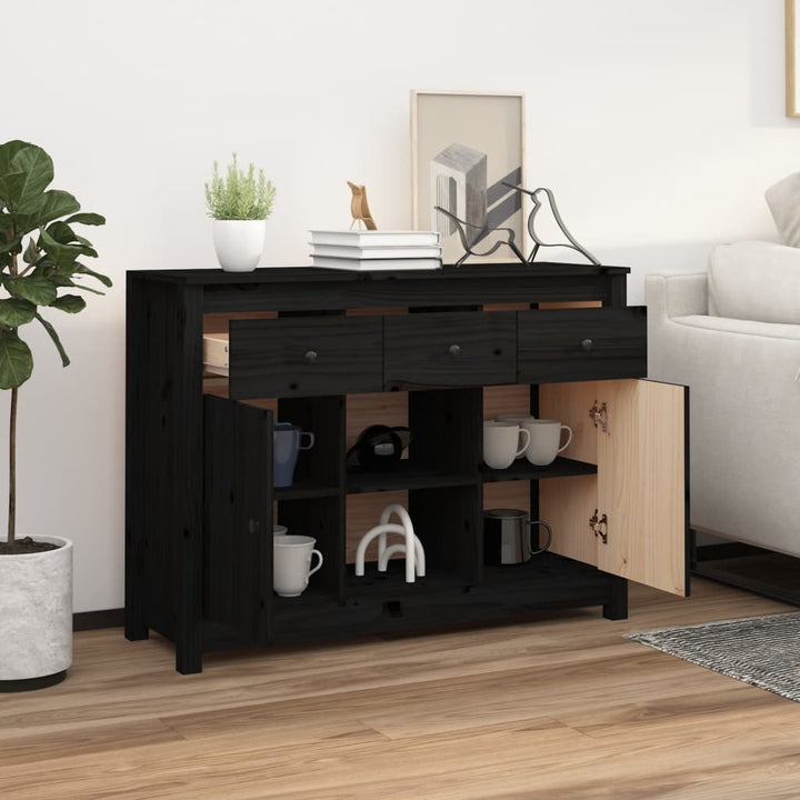 skænk 100x35x74,5 cm massivt fyrretræ sort