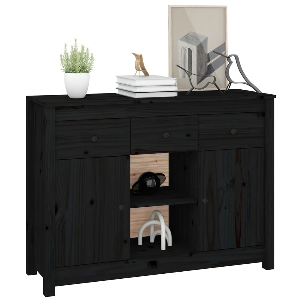 skænk 100x35x74,5 cm massivt fyrretræ sort