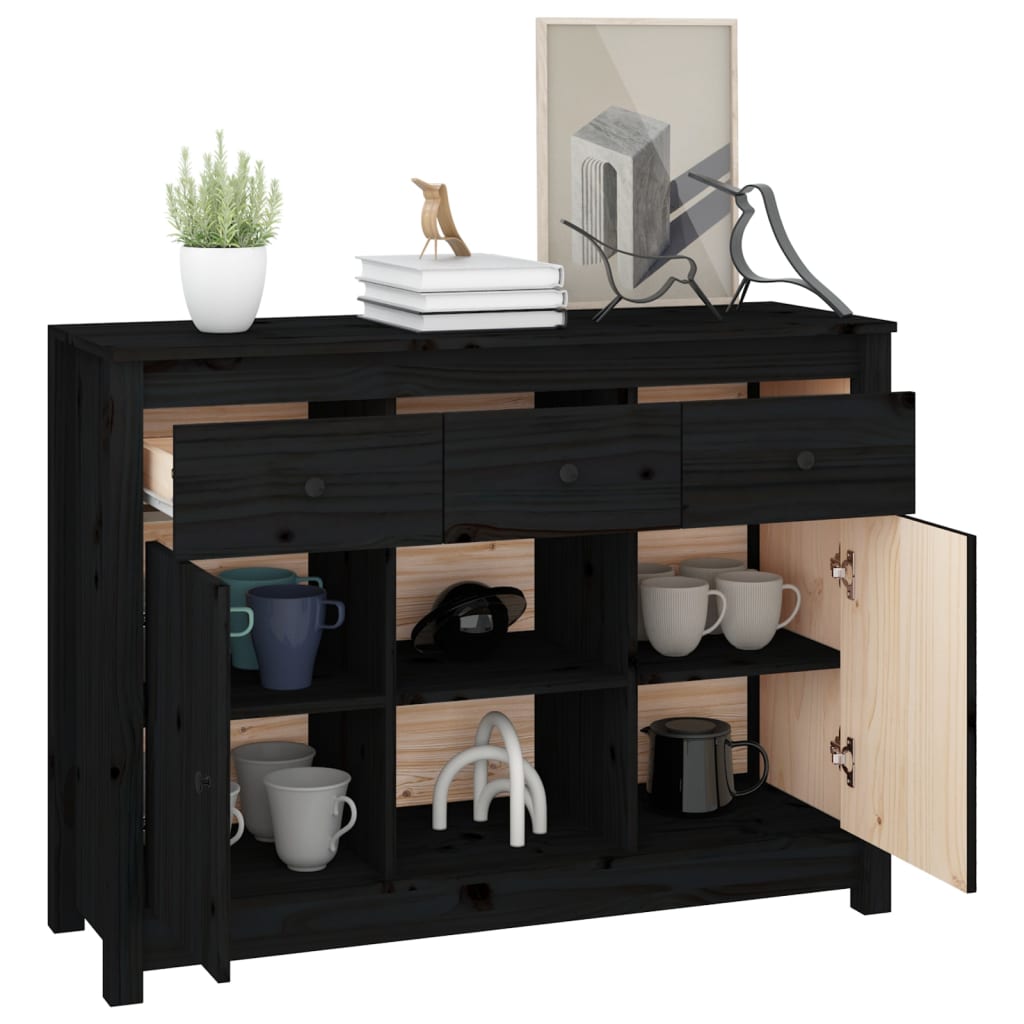skænk 100x35x74,5 cm massivt fyrretræ sort
