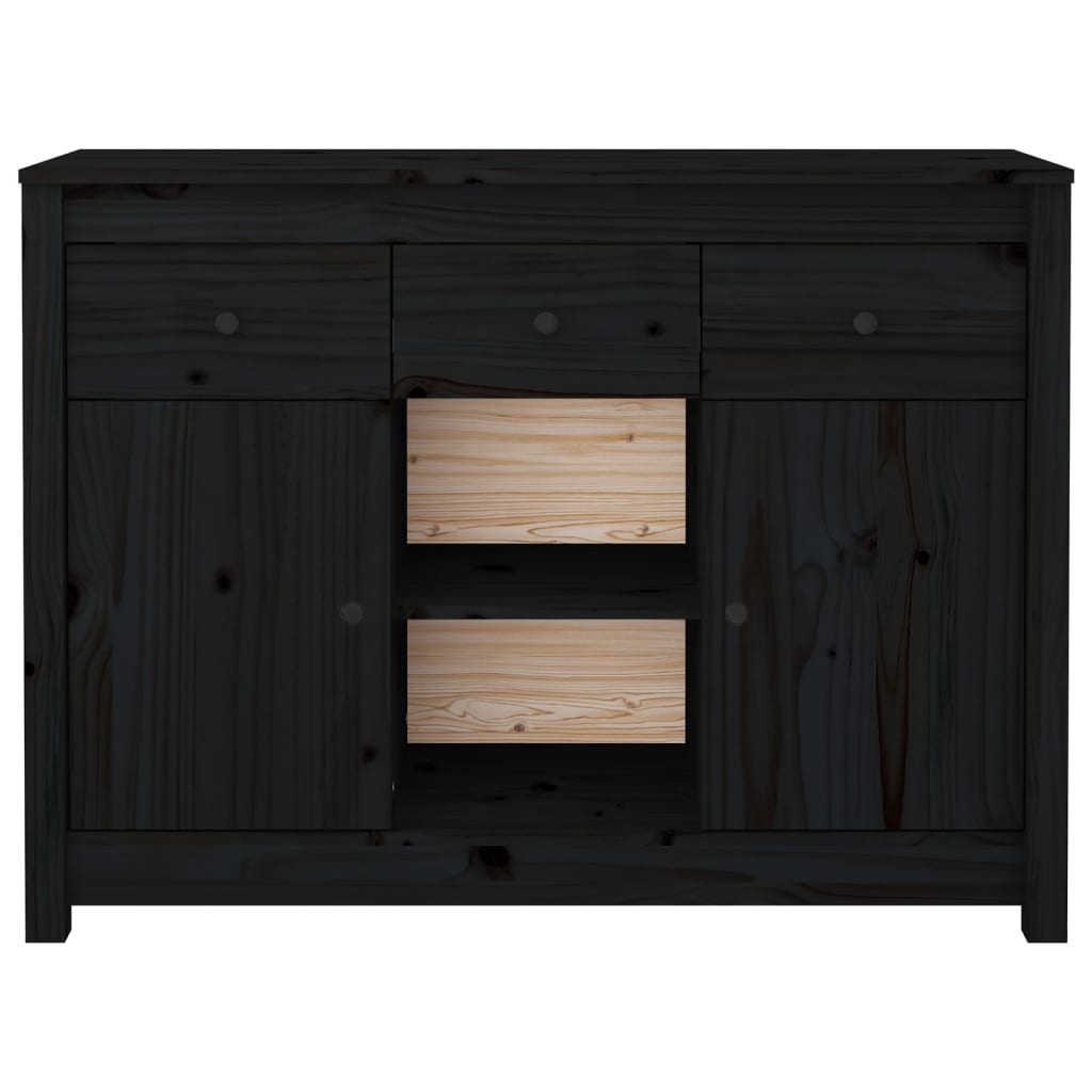 skænk 100x35x74,5 cm massivt fyrretræ sort