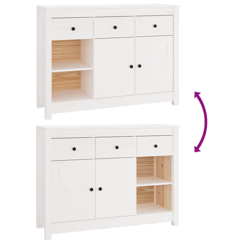 skænk 100x35x74 cm massivt fyrretræ hvid