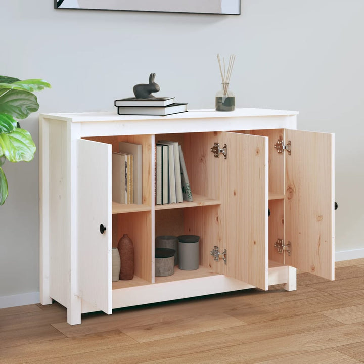 skænk 110x35x74 cm massivt fyrretræ hvid