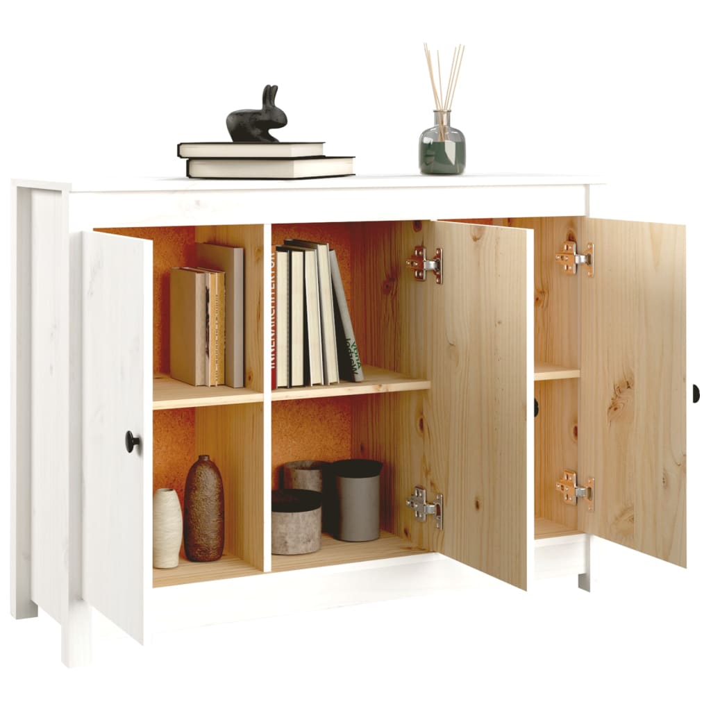 skænk 110x35x74 cm massivt fyrretræ hvid