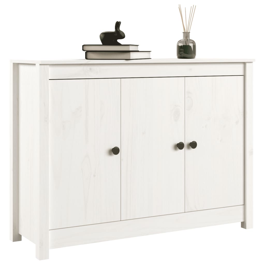 skænk 110x35x74 cm massivt fyrretræ hvid