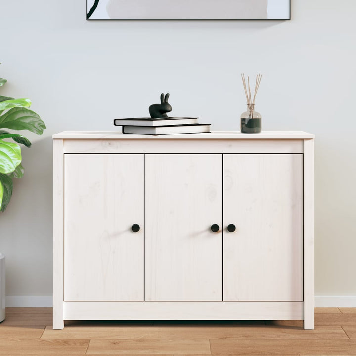 skænk 110x35x74 cm massivt fyrretræ hvid