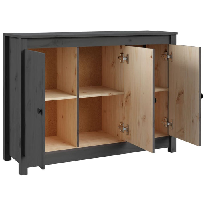 skænk 100x35x74 cm massivt fyrretræ grå