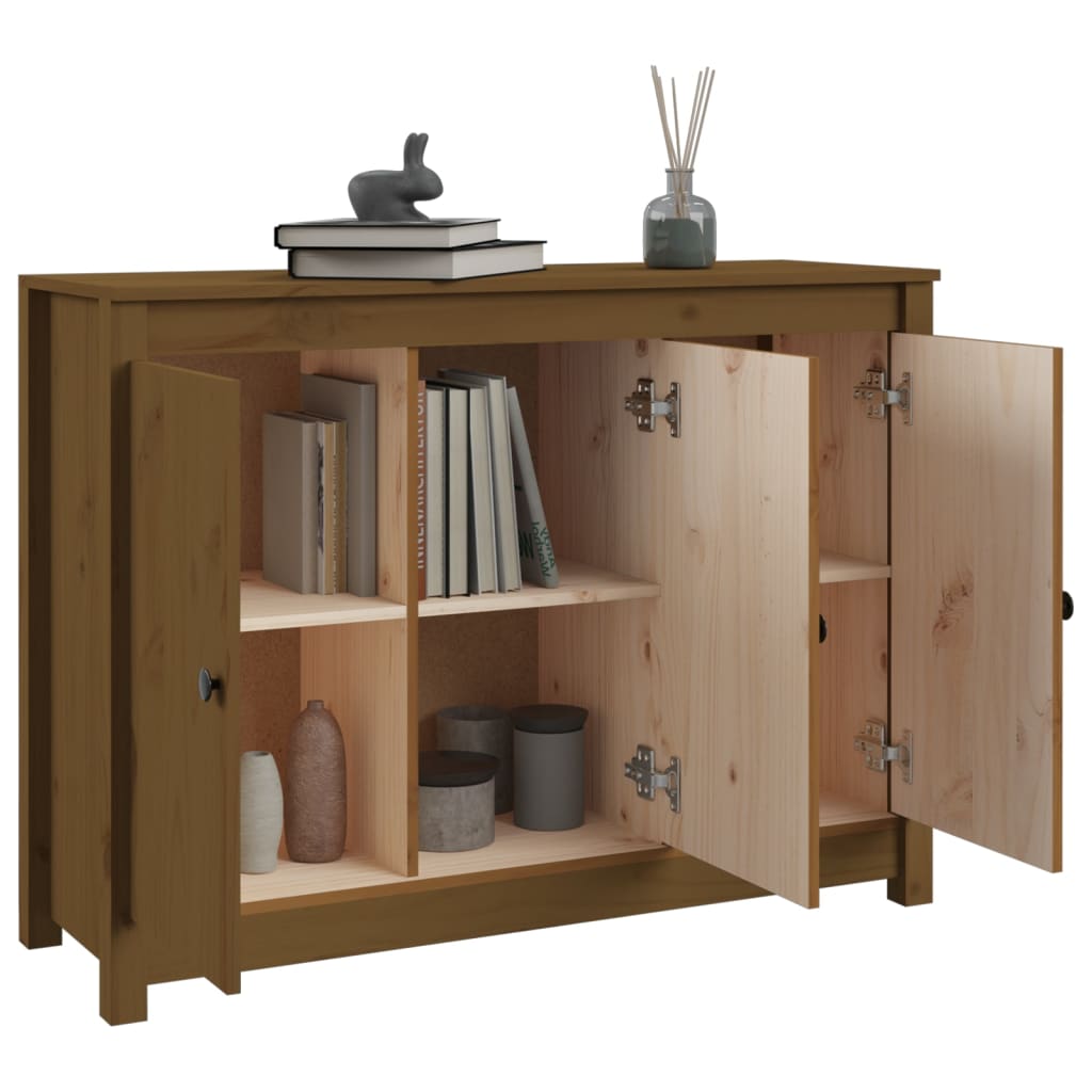 skænk 100x35x74 cm massivt fyrretræ gyldenbrun