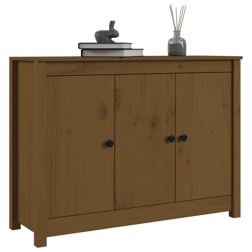 skænk 100x35x74 cm massivt fyrretræ gyldenbrun