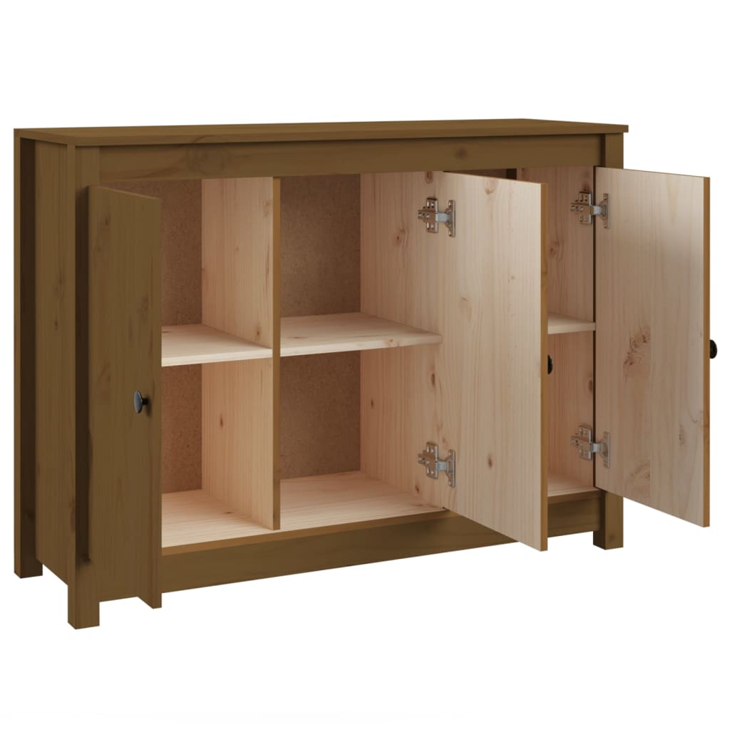 skænk 100x35x74 cm massivt fyrretræ gyldenbrun