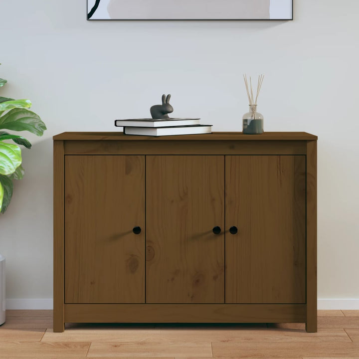 skænk 100x35x74 cm massivt fyrretræ gyldenbrun