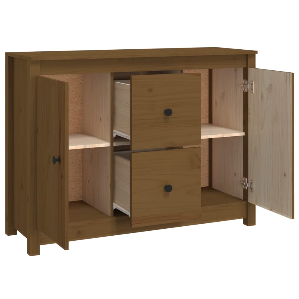 skænk 100x35x74 cm massivt fyrretræ gyldenbrun