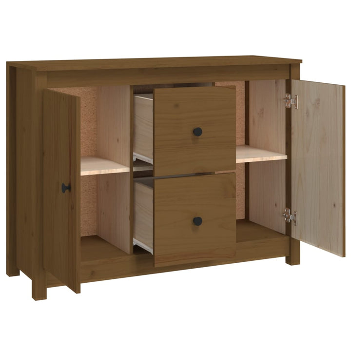 skænk 100x35x74 cm massivt fyrretræ gyldenbrun