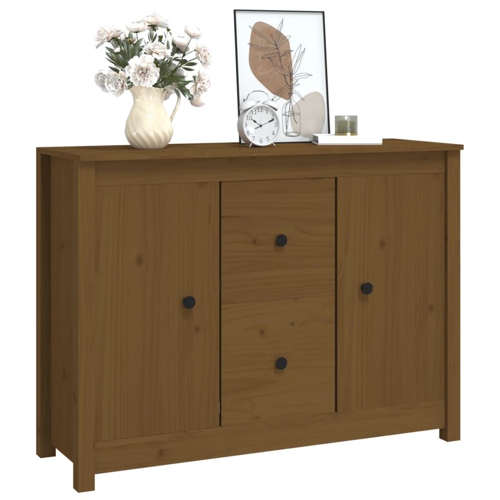 skænk 100x35x74 cm massivt fyrretræ gyldenbrun