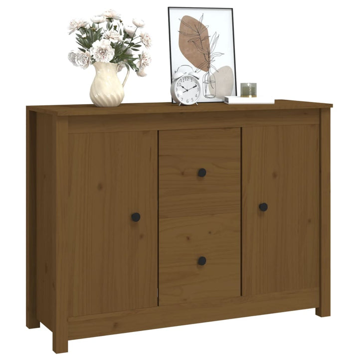 skænk 100x35x74 cm massivt fyrretræ gyldenbrun