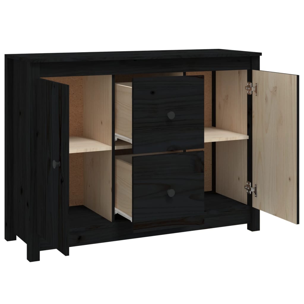 skænk 100x35x74 cm massivt fyrretræ sort