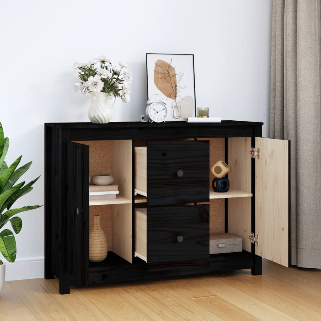 skænk 100x35x74 cm massivt fyrretræ sort